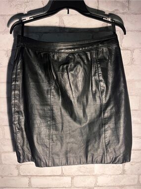 Byrnes & Baker Genuine Black Leather Paneled Mini Skirt Size 12 Vintage